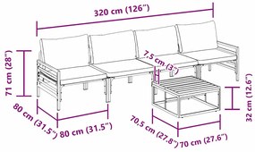 Conjunto de Sofá de Jardim 5 pcs Antracite Aço