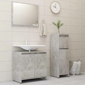 vidaXL 3 pcs conj. móveis casa de banho contraplacado cinzento cimento