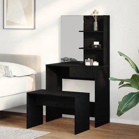 Conjunto de Tocador vidaXL Carvalho Preto Madeira de Engenharia
