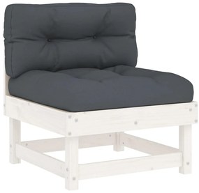5pcs conjunto lounge jardim c/ almofadões madeira maciça branco