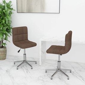 vidaXL Cadeiras de jantar giratórias 2 pcs tecido castanho