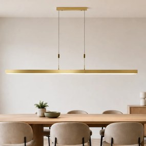 Candeeiro Pendente Ajustável Dourado c/ LED Incluído - Lamba