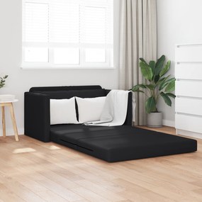 vidaXL Sofá de Chão Cama 2 em 1 Preto 124x71x78 cm Couro Sintético