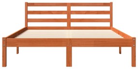 Estrutura de cama 140x190 cm madeira pinho maciça castanho cera