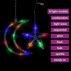 Estrelas e luas de luz c/ controlo remoto 138 LEDs colorido