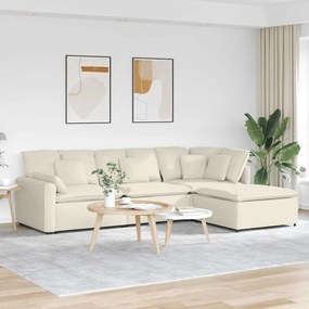 vidaXL Sofá modular com pufes e almofadas veludo creme