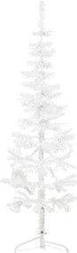 Meia árvore de Natal fina com suporte 150 cm branco