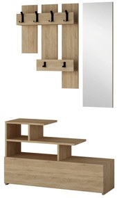 Hall Stand Vesty – Carvalho – Sapateira 100 cm x 61 cm x 30 cm, Espelh