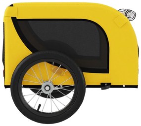 Reboque bicicleta p/ animais tecido oxford/ferro amarelo/preto