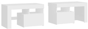 Mesas cabeceira c/ LEDs 2 pcs 70x36,5x40 cm branco