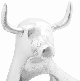 Escultura de touro vidaXL Prateada 22x9,5x34 cm Alumínio
