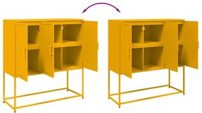 Aparador alto 100,5x39x107 cm aço amarelo mostarda