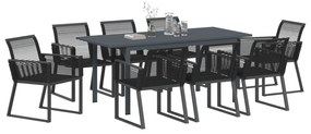 Conjunto de Jantar de Jardim de 6 Peças em Aço Preto e Rattan Poly