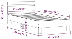 Estrutura de cama c/ cabeceira derivados madeira cinza sonoma