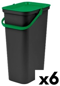 Caixote de Lixo para Reciclagem Tontarelli Moda 24 L Preto Verde (6 Unidades)