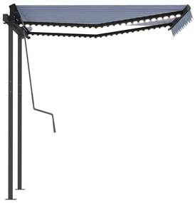 Toldo automático c/ LED e sensor de vento 3x2,5 m azul e branco