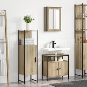 Conjunto de Móveis para Casa de Banho com 3 Peças em Carvalho Sonoma e