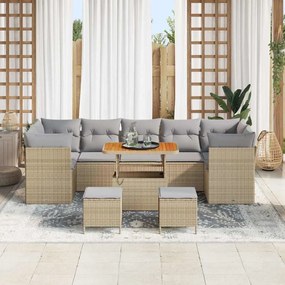 Conjunto de Sofás de Jardim com 10 Peças com Almofadas Bege Rattan Acá
