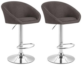 Conjunto de 2 bancos de bar Miami em tecido e com estrutura cromada 55 x 86-106 x 51 cm Cinzento escuro