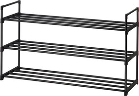 Sapateira com 3 níveis para 12-15 pares de sapatos 30 x 92 x 54 cm, metal e plástico preto