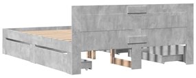 Estrutura de cama c/ cabeceira derivados madeira cinza-cimento