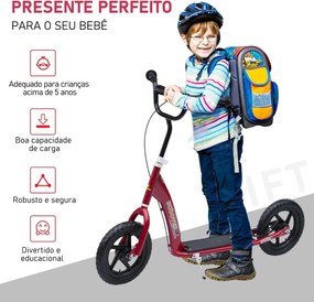 Trotinete para Crianças acima de 5 anos Scooter de 2 Rodas Grandes de 12 Polegadas com Freio e Guidão Ajustável em Altura Carga Máx. 50kg 120x52x80-88