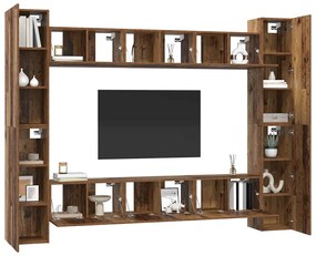 Conjunto de móvel de TV 10 pcs Madeira antiga 30.5 x 30 x 90 cm