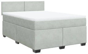 Cama com molas/colchão 160x200 cm veludo cinzento-claro