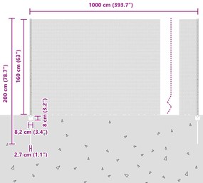 Postes de Cerca vidaXL 10 pcs U-Channel Cinza 160 cm Aço