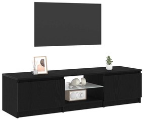 Gabinete de TV vidaXL com Luzes LED em Madeira de Carvalho Preto 140x4