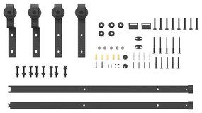 Kit de ferragens para porta deslizante 200 cm aço preto