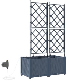 Jardineiras vidaXL com sistema de irrigação por água 2 pcs Cinzento