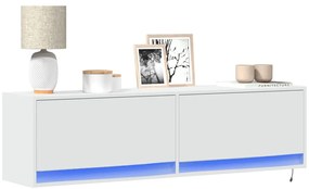 Móvel de parede para TV com luzes LED 140x31x38 cm branco