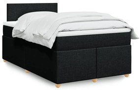 Cama boxspring com colchão 120x190 cm tecido preto