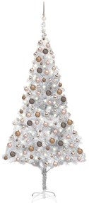 vidaXL Árvore Natal artificial pré-iluminada c/bola 210cm PET prateado