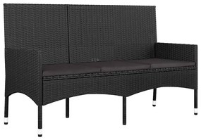 4 pcs conjunto lounge de jardim c/ almofadões vime PE preto