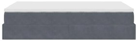 Cama otomana com colchão 120x190 cm veludo cinzento-escuro