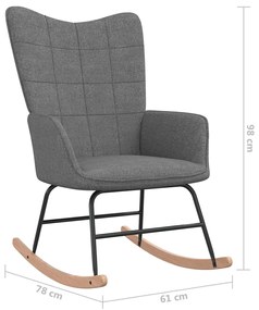 Cadeira de baloiço com banco tecido cinzento-escuro