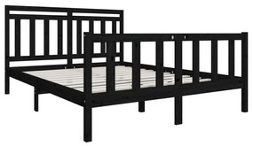 Estrutura de cama king 150x200 cm madeira maciça preto