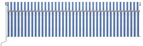Toldo automático c/ estore/LED/sensor de vento 6x3m azul/branco