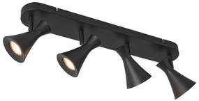 Foco de teto moderno preto 4 luzes giratório e inclinável - Triangle Moderno