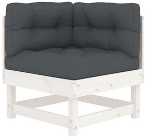 7pcs conjunto lounge jardim c/ almofadões madeira maciça branco