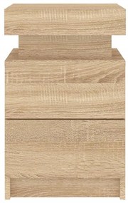 Mesas cabeceira c/ luzes LED 2 pcs 35x39x55 cm carvalho sonoma