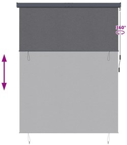Cortina Rolô Exterior Cinzento-escuro 220 x 250 cm tecido