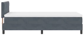 Cama Box Spring com Colchão e LED Cinza Escuro 90x190 cm Veludo