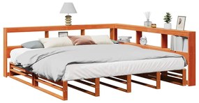 vidaXL Cama com estante sem colchão 180x200 cm pinho maciço