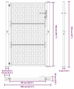 Portão de jardim 105x155 cm design cruzado de aço resistente