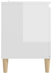 Móvel de TV pernas de madeira 103,5x35x50 cm branco brilhante