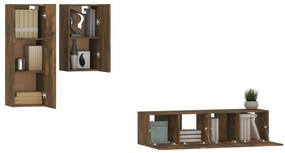 Conjunto móveis de TV 4 pcs madeira processada carvalho fumado
