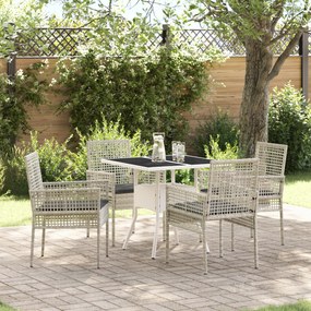 vidaXL Conjunto de Jantar de 5 Peças Cinza Claro Rattan